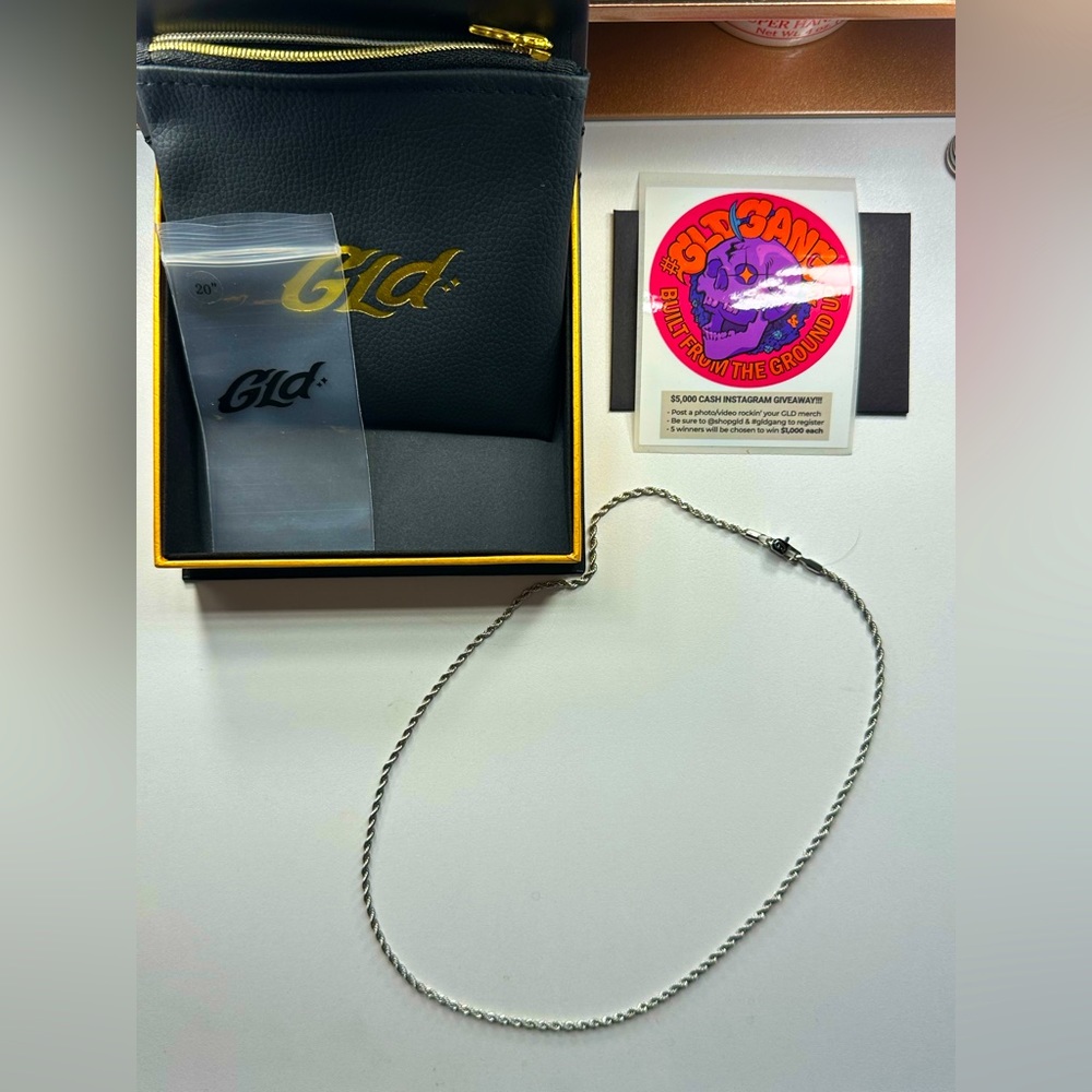 GLD- white gold rope chain 20”